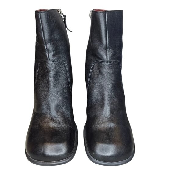 Retro 90s Y2K Black Boots Square Toe Chunky‎ Block Heel Sz 10 Tommy Hilfiger - Picture 3 of 12